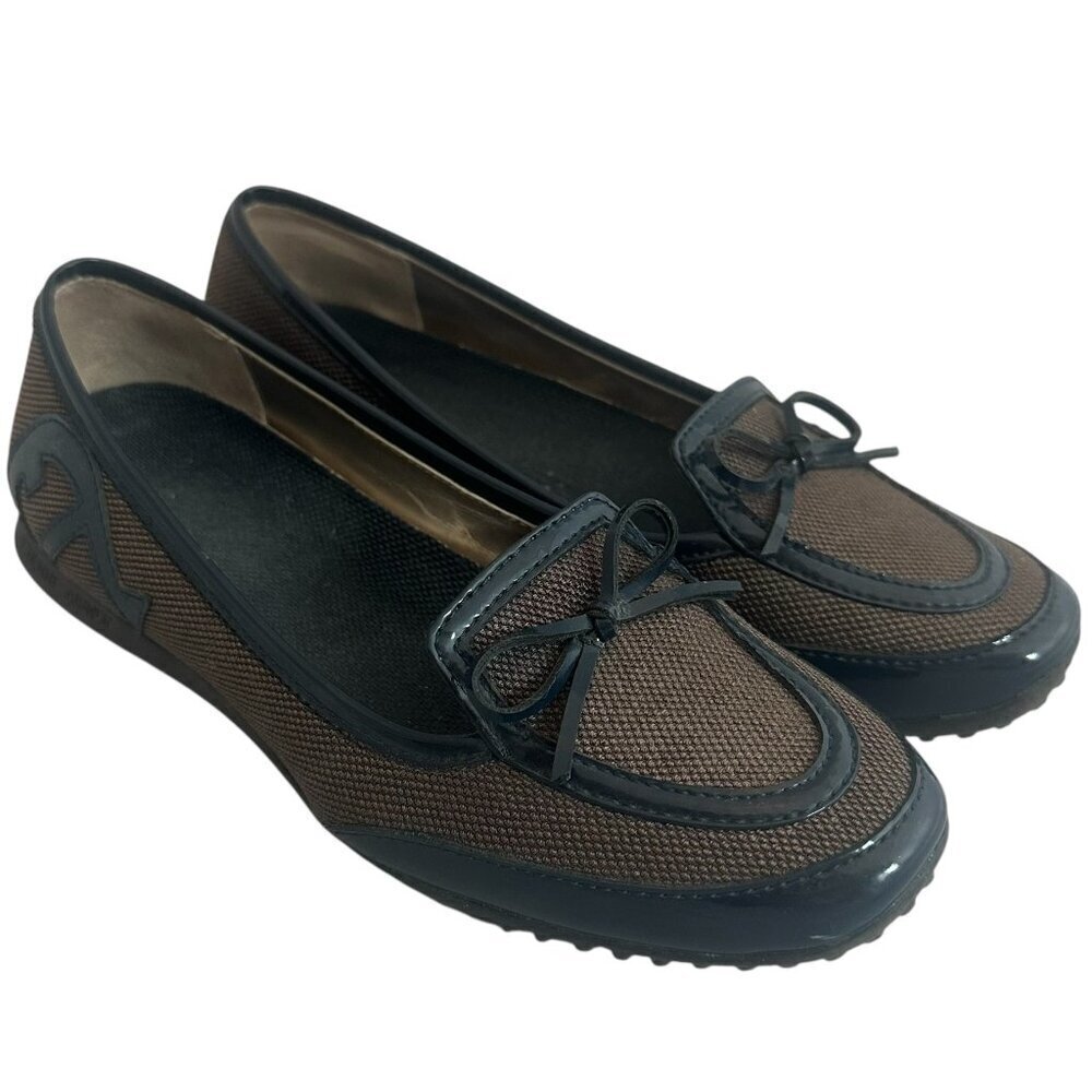 Etienne Aigner Aleah Brown Loaferrs Flats Shoes Patent Leather Size 6 Women's
